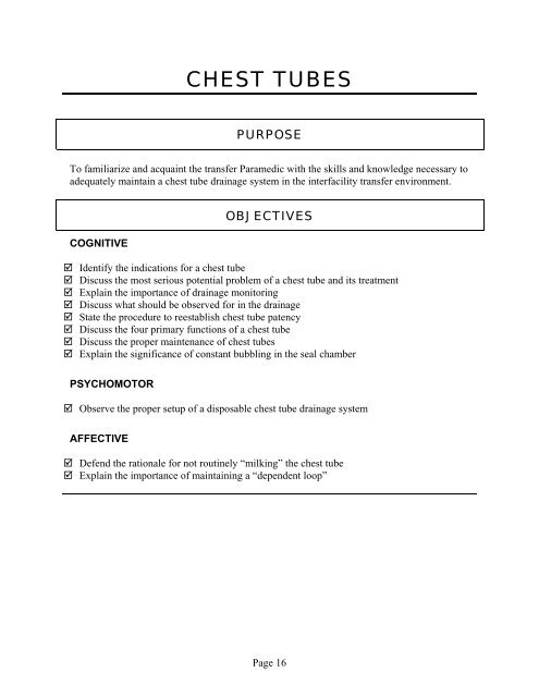 CHEST TUBES