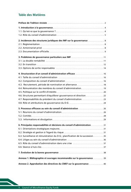 La Gouvernance d'entreprise dans les Institutions de Microfinance