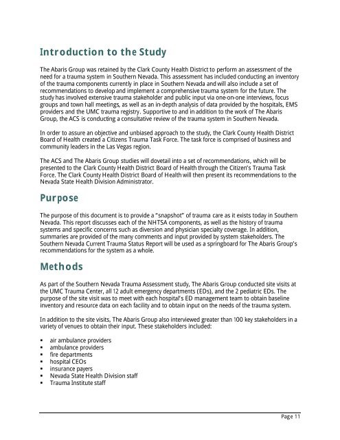 Current Trauma Status Report - Southern Nevada Health District