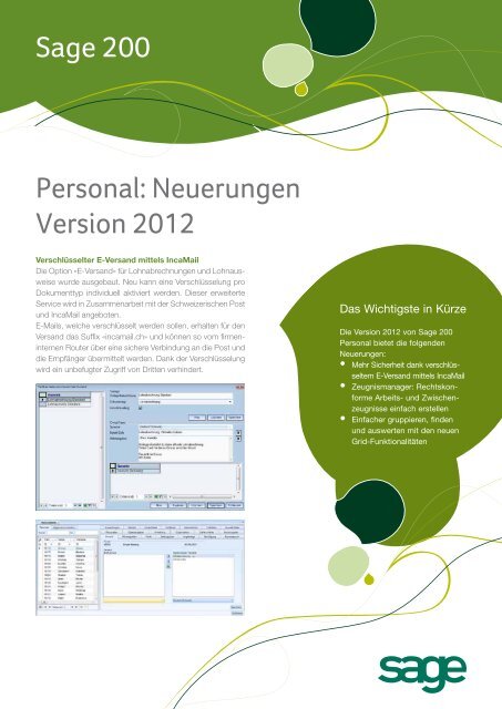Sage 200 Personal: Neuerungen Version 2012 - Opacc