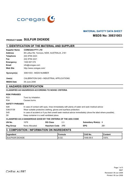 Msds Chart