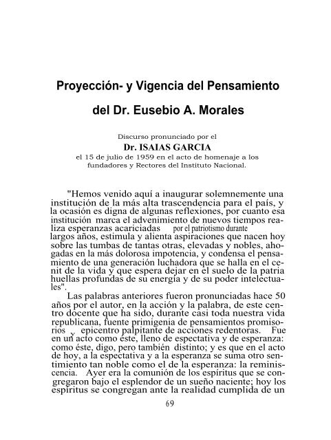 ProyecciÃ³n- y Vigencia del Pensamiento del Dr. Eusebio A. Morales