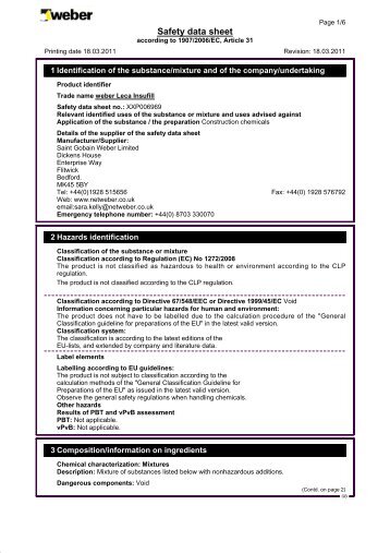 Safety Data Sheet Leca Insulation Fill