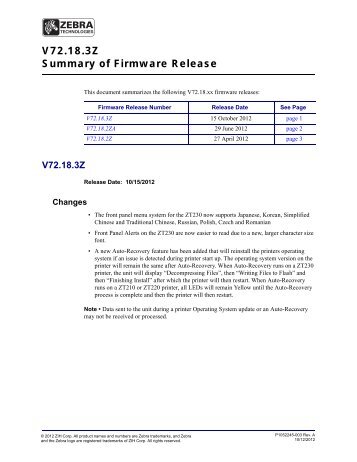 Firmware Release Notes - Zebra