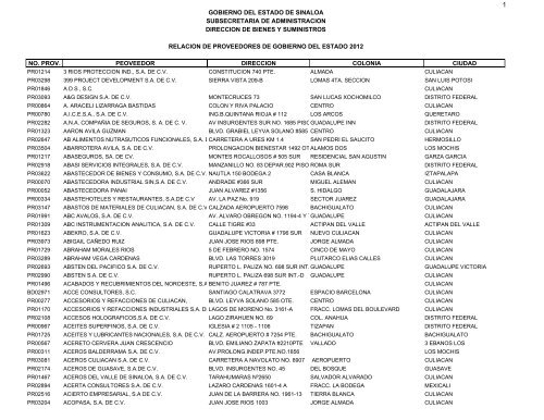 OF DEI-065-2012-RELACION DE PROVEEDORES- - Gobierno del