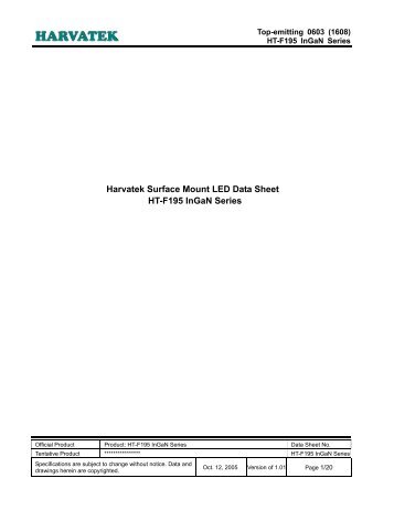 Harvatek Surface Mount LED Data Sheet HT-F195 InGaN Series