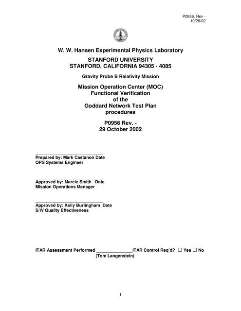 Moc Functional Verification Of The Network Test Plan Procedures