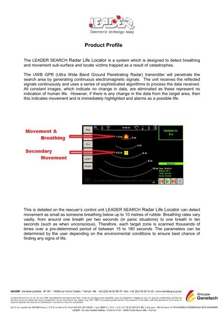 LEADER SEARCH Radar Life Locator