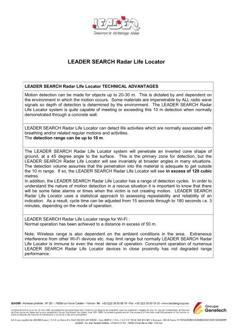 LEADER SEARCH Radar Life Locator
