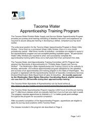 Tacoma Water Apprenticeship Training Program