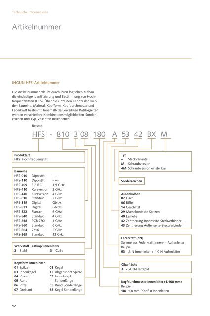 HF-Kontaktstifte Katalog 2012/2013 - Ingun.ch