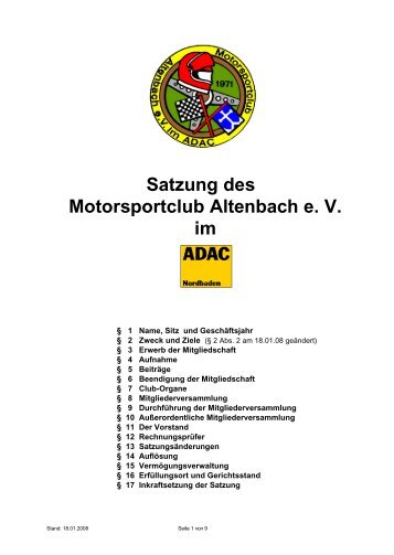 Satzung des Motorsportclub Altenbach e. V. im - MSC Altenbach