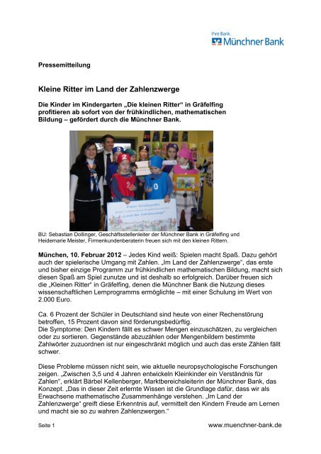 Kleine Ritter im Land der Zahlenzwerge - Münchner Bank eG