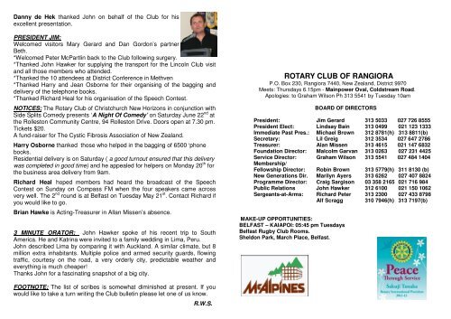 recent bulletin. - Rotary of New Zealand