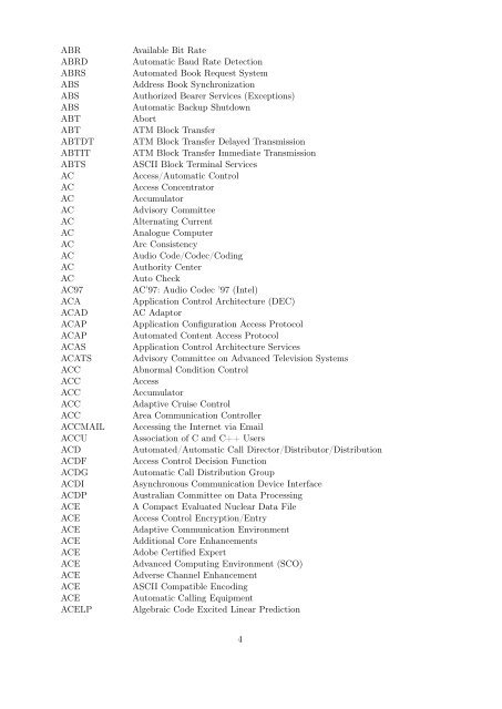 Abkürzungs-Liste ABKLEX - Familie Alex, Weingarten