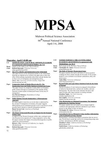 2008 Conference Program - Midwest Political Science Association