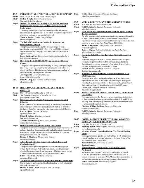 2008 Conference Program - Midwest Political Science Association