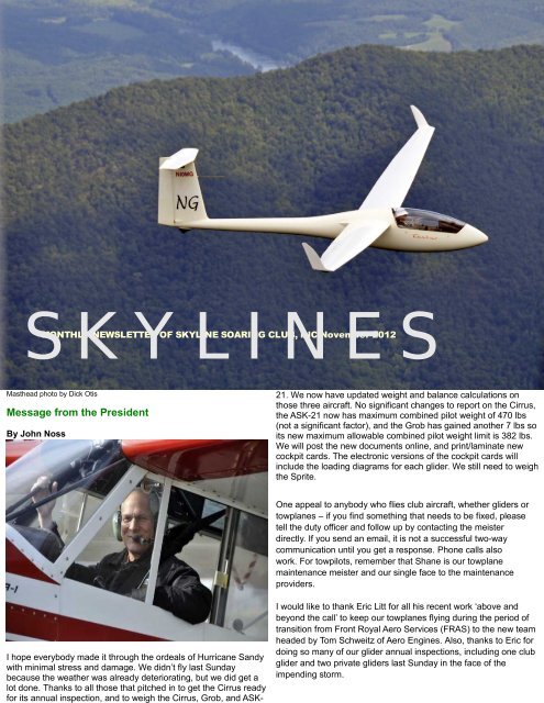 Message from the President - Skyline Soaring Club