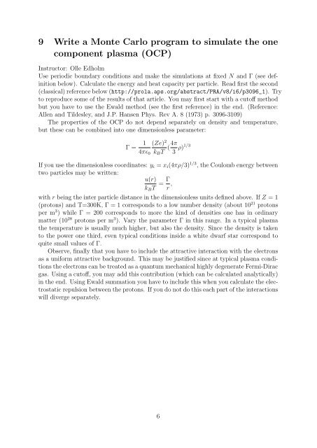 Homework assignments (4,5 credits) in Computational Physics