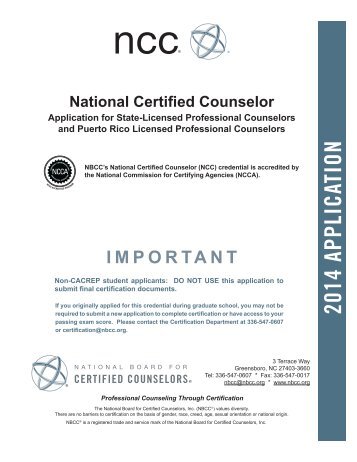 2014 APPLICATION - National Board for Certified Counselors