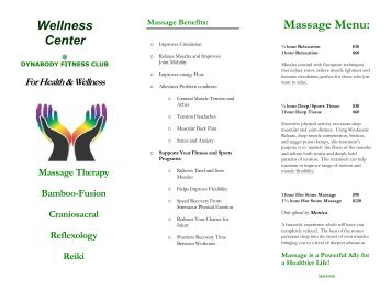 Wellness Center Massage Menu: - Dynabody Fitness Club
