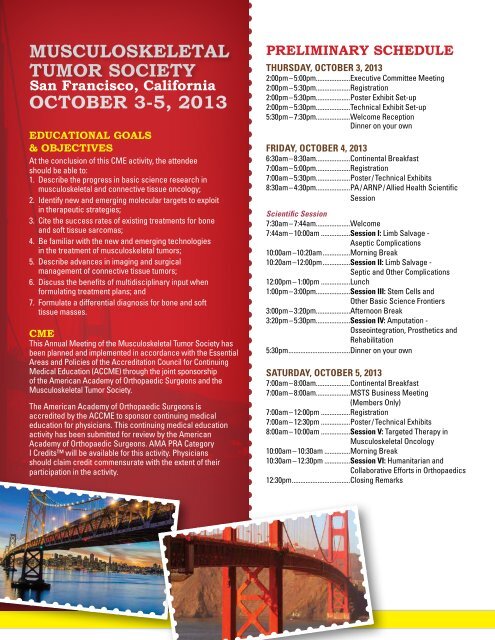 Preliminary Program - Musculoskeletal Tumor Society