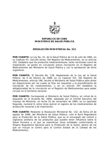 REPUBLICA DE CUBA MINISTERIO DE SALUD ... - Cecmed