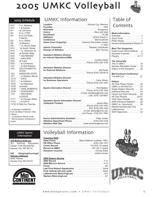 2005 Media Guide - UMKC Athletics