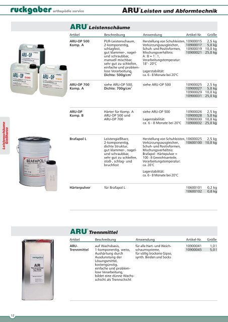 ARULeisten und Abformtechnik - ruckgaber - orthopädie service