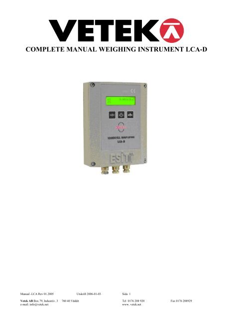 MANUAL rev 01 2005 eng LCA-D.pdf - Vetek Scales