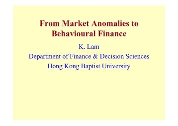 From Market Anomalies to Behavioural Finance