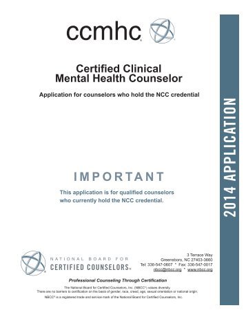 CCMHC Application - National Board for Certified Counselors