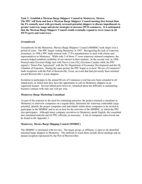 Container-on-Barge Pre-Feasibility Study Final Report - Towmasters ...
