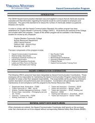 Hazard Communication Program Information - Virginia Western ...