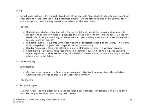 Language Arts/English Curriculum Frameworks - Albemarle County ...