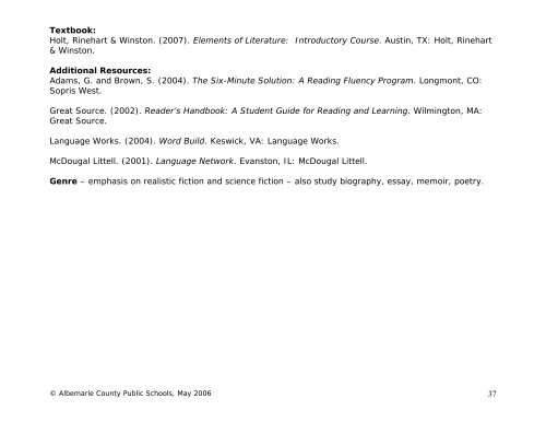 Language Arts/English Curriculum Frameworks - Albemarle County ...