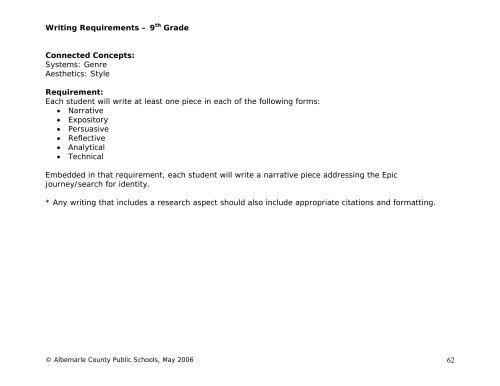 Language Arts/English Curriculum Frameworks - Albemarle County ...