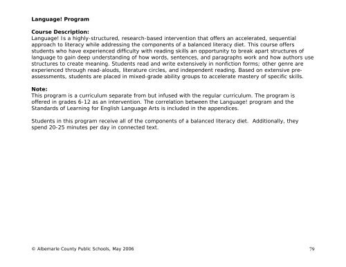 Language Arts/English Curriculum Frameworks - Albemarle County ...