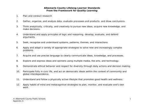 Language Arts/English Curriculum Frameworks - Albemarle County ...