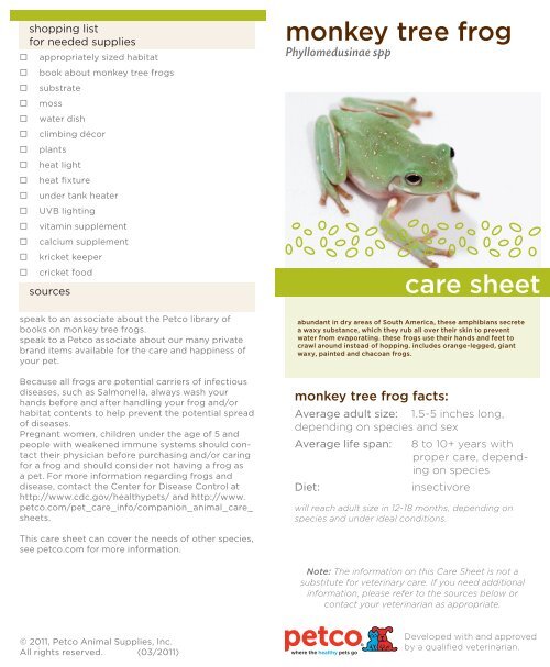 frog information sheet