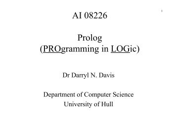 AI 08226 Prolog (PROgramming in LOGic) - Department of ...