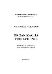 ORGANIZACIJA PROIZVODNJE - Univerzitet u Beogradu