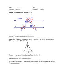 H Medians of a Triangle Do Now: Find the measures of angles 1