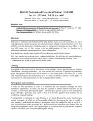 ENG 249: Technical and Professional Writing I | Fall 2009 Sec. 01 ...