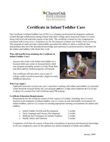 Certificate in Infant/Toddler Care - Charter Oak State College