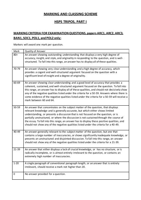 Minimum Classification Marking Papers Example Marking & Classing Criteria