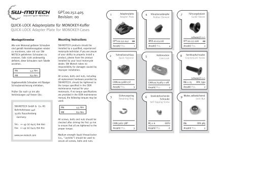 QUICK-LOCK Adapterplatte fÃ¼r MONOKEY-Koffer QUICK-LOCK ...