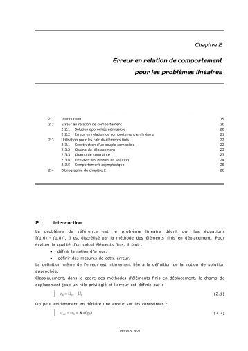 Erreur en relation de comportement pour les problÃ¨mes linÃ©aires