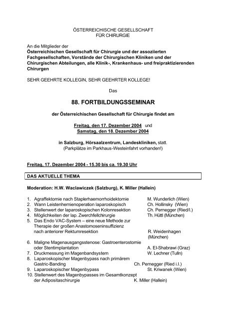 Programm (PDF) - Österreichische Gesellschaft für Chirurgie