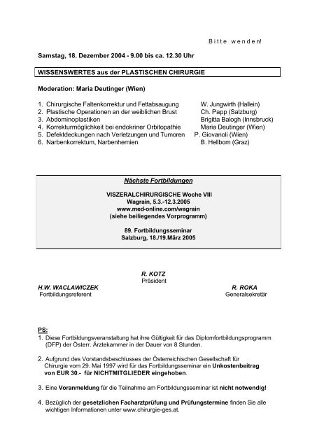Programm (PDF) - Österreichische Gesellschaft für Chirurgie